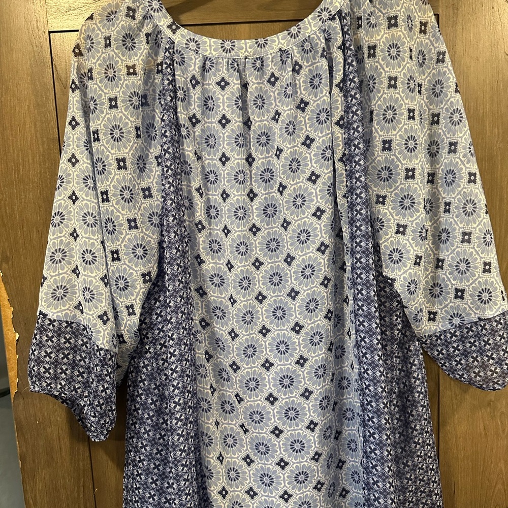 St. John's Bay Blue Patterned Blouse